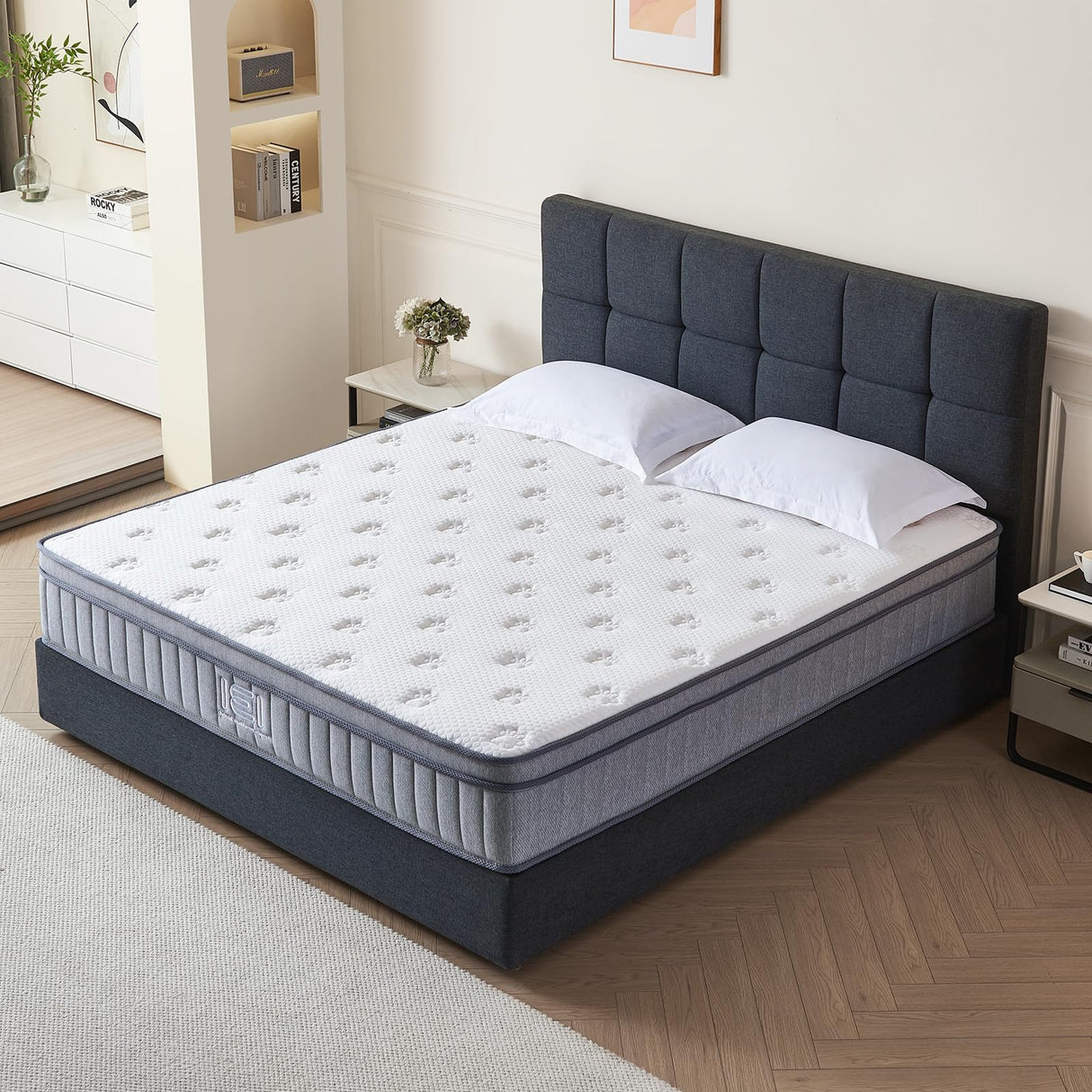 Queen Mattress 12 inch, Memory Foam Mattress with Pocket Springs, Hybrid Mattress