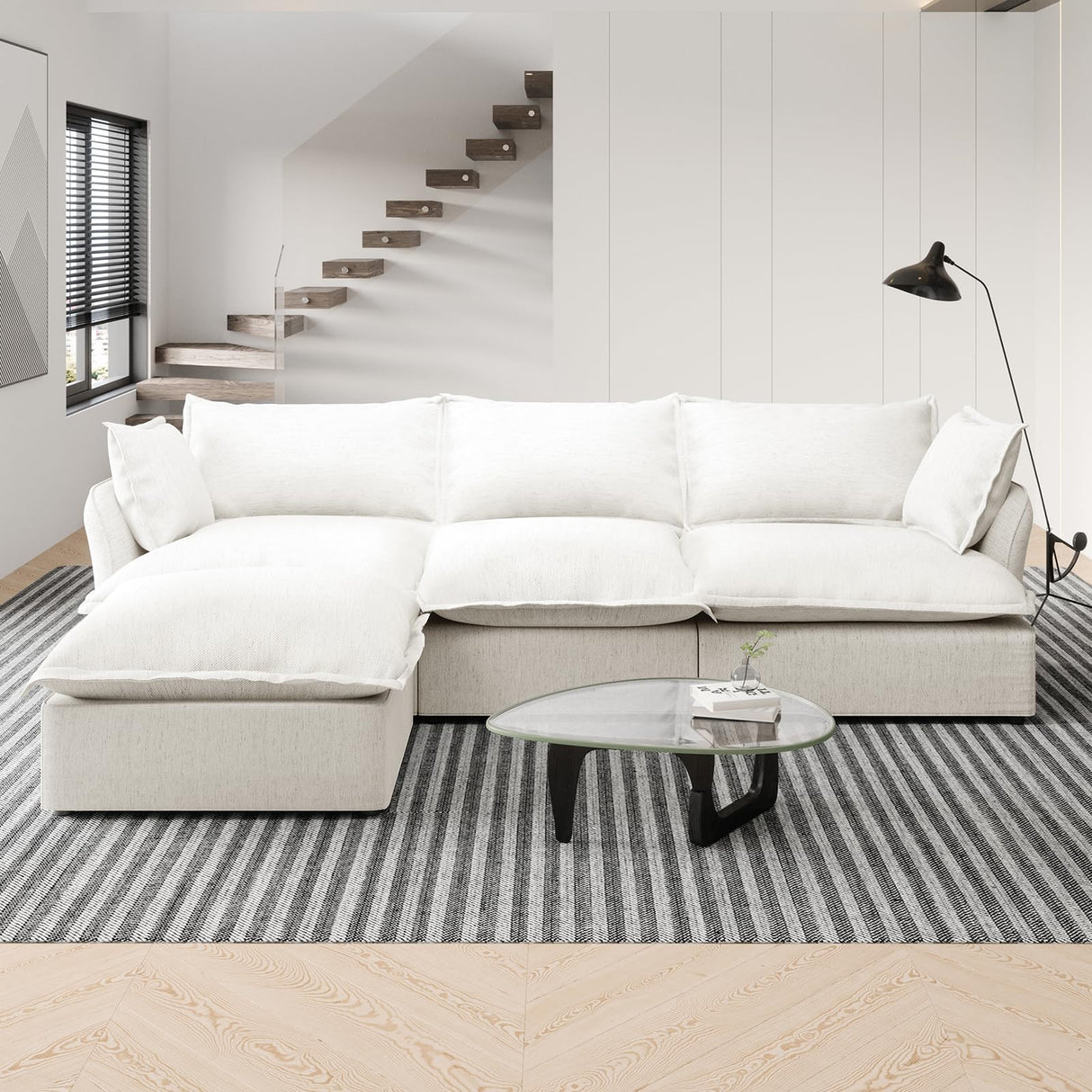 Cloud Sectional Sofa,117" Large Convertible Modular Couch