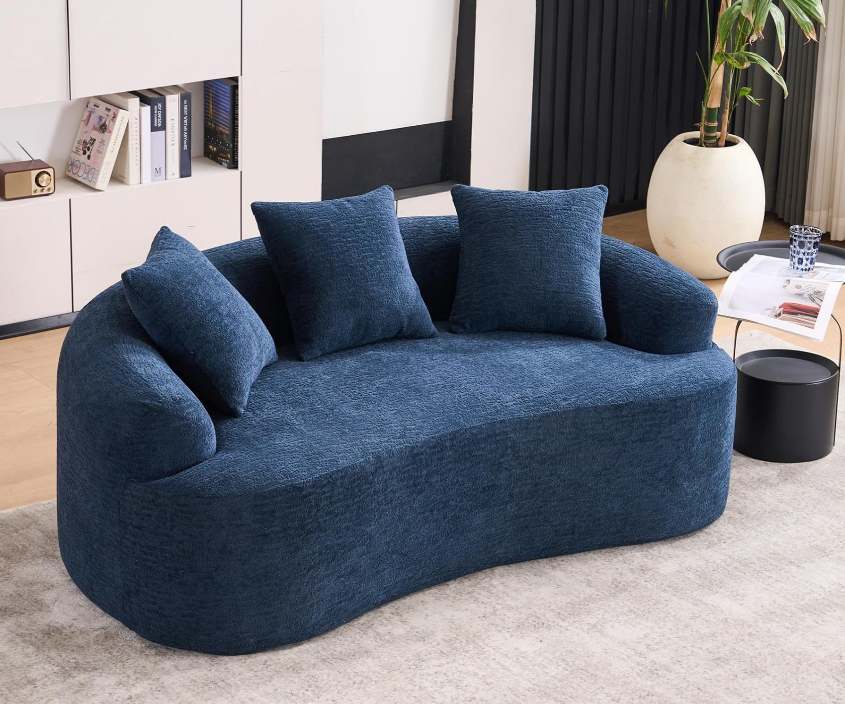 Loveseat Chenille Couches with 3 Pillows, Oversized Upholstered Luxury Plush Cloud Sofa