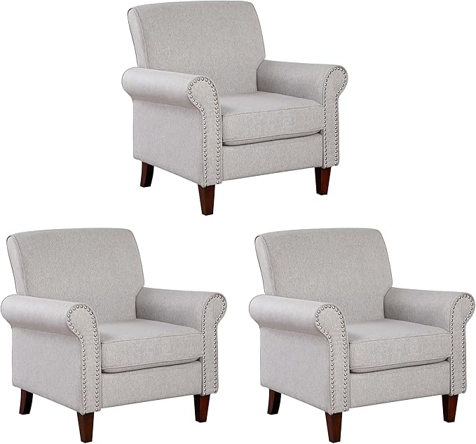 Upholstered Living Room Chair - Large Comfy Fabric Accent Chair Single Sofa