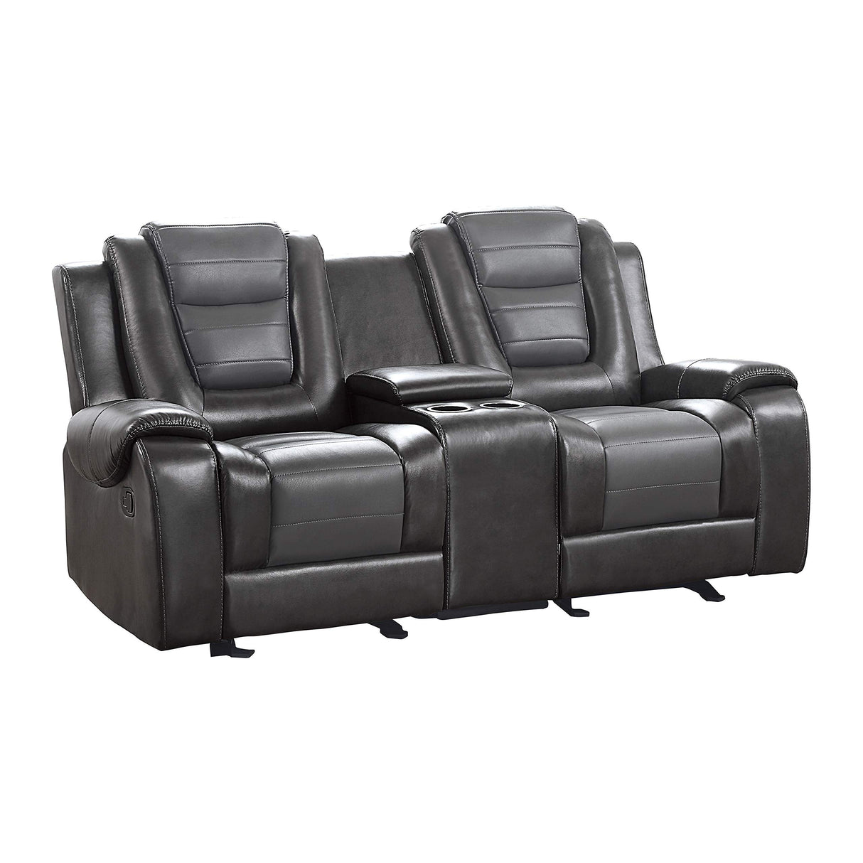 Manual Double Glider Reclining Loveseat, Two-Tone Gray