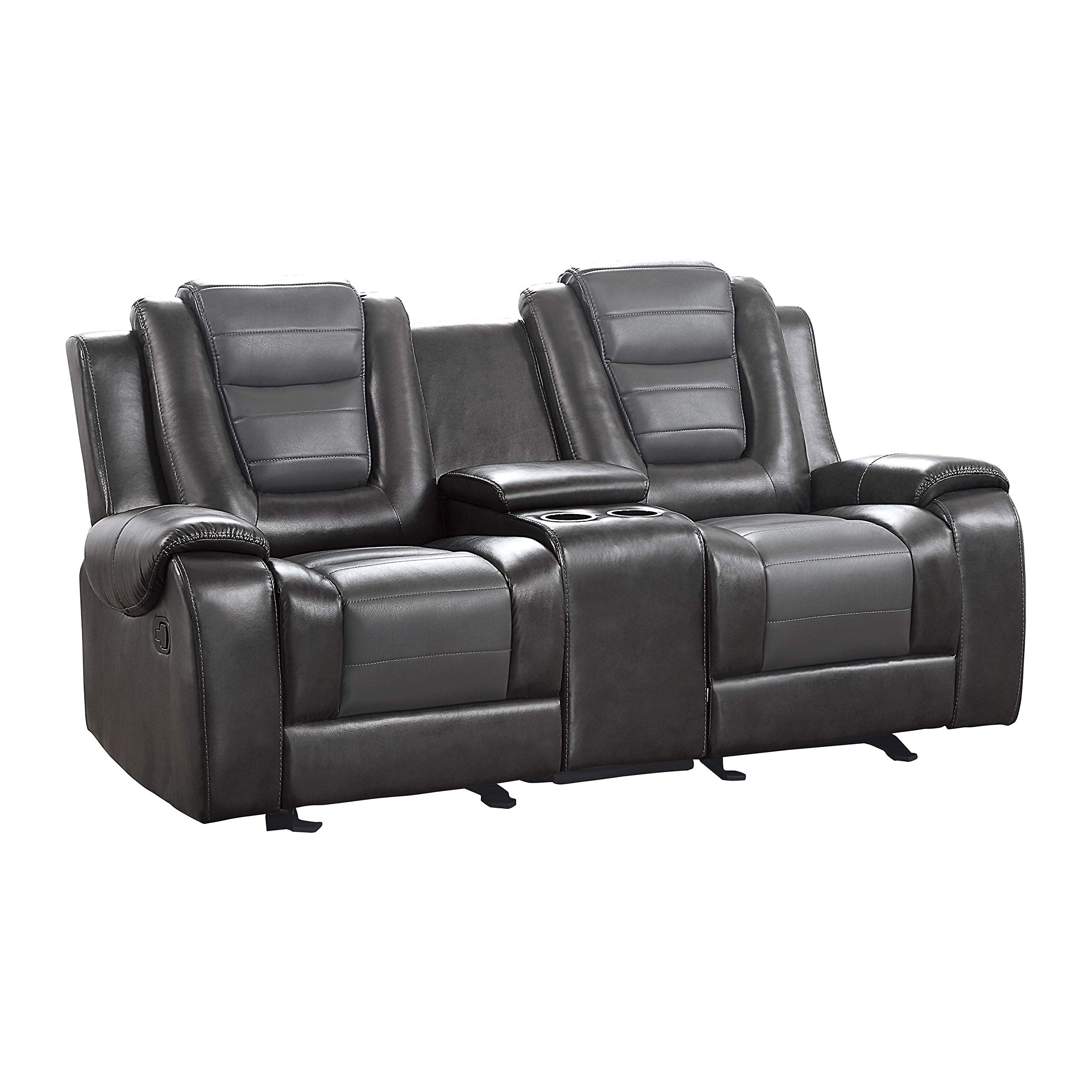 Manual Double Glider Reclining Loveseat, Two-Tone Gray
