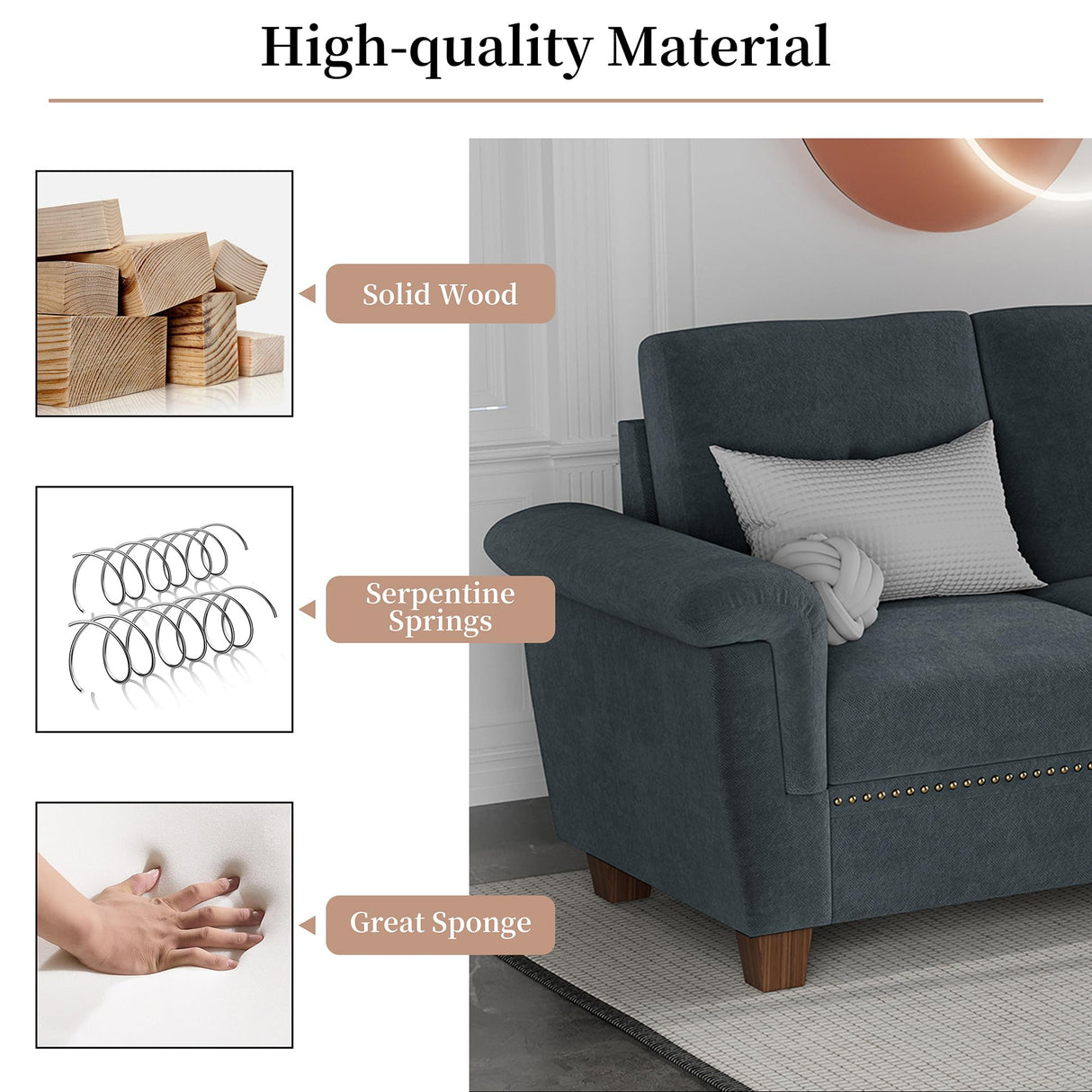 Jamfly 107" Convertible L-Shaped Sectional Sofa with Storage & Cup Holders