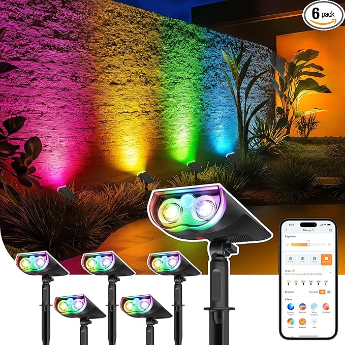 Smart Solar Lights Outdoor SL5 with Motion Sensor, APP Control Color Changing Solar
