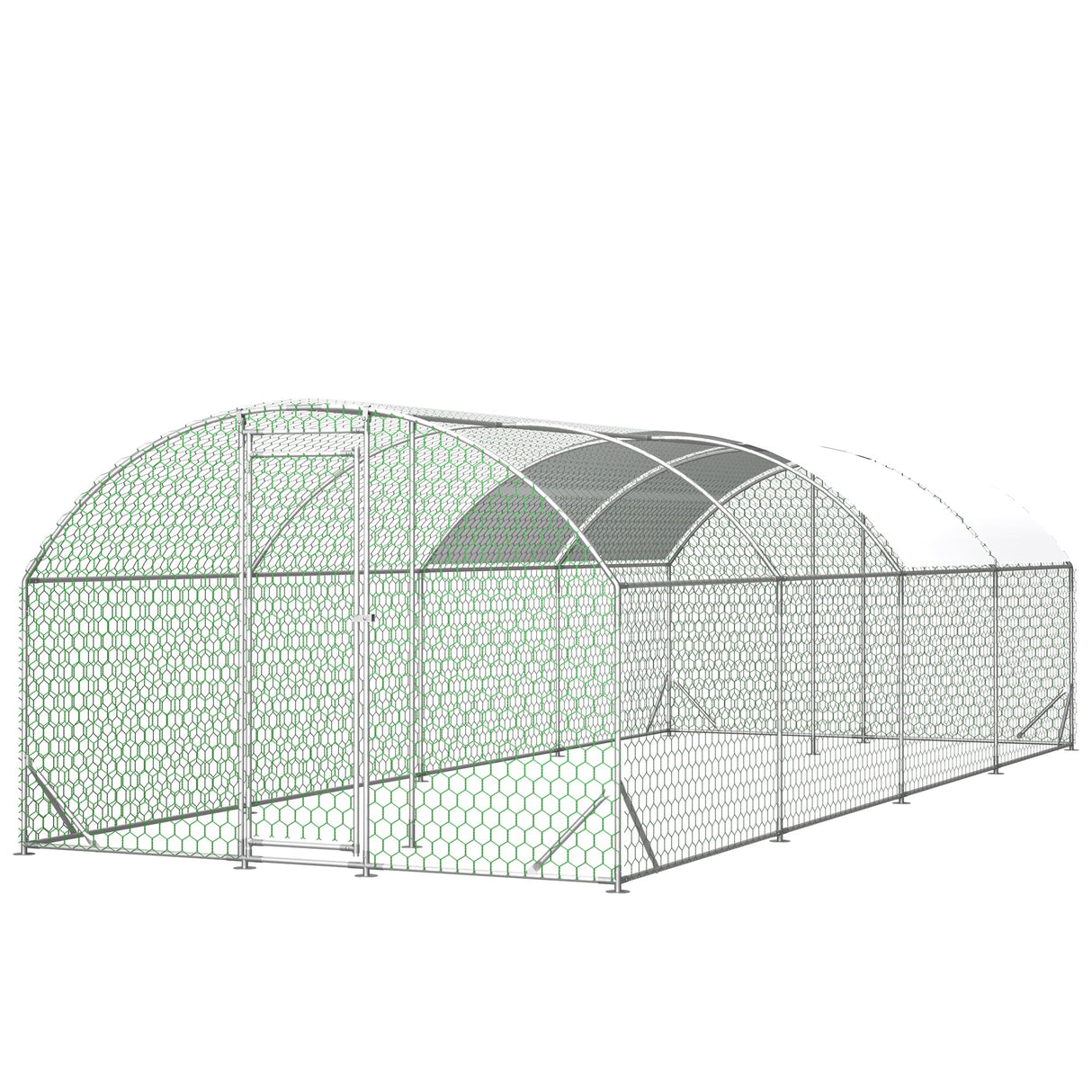 FortiRun XL Walk-In Metal Chicken Coop with Galvanized Frame & Predator-Proof Mesh