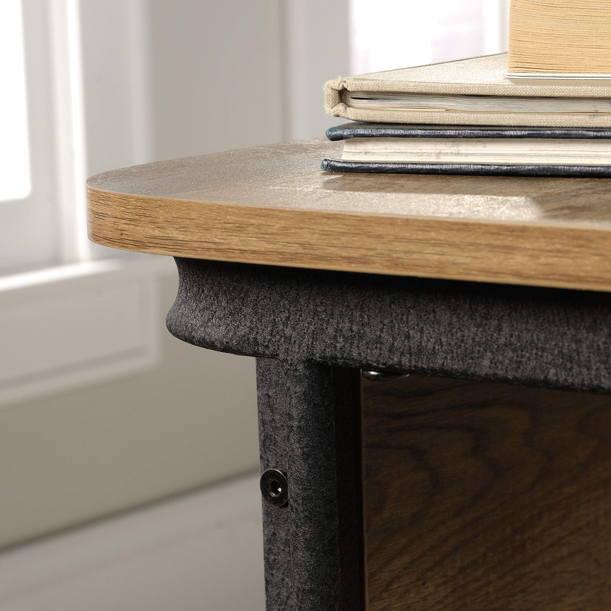 Station House L-Desk, L: 59.76" x W: 57.17" x H: 29.69", Etched Oak Finish