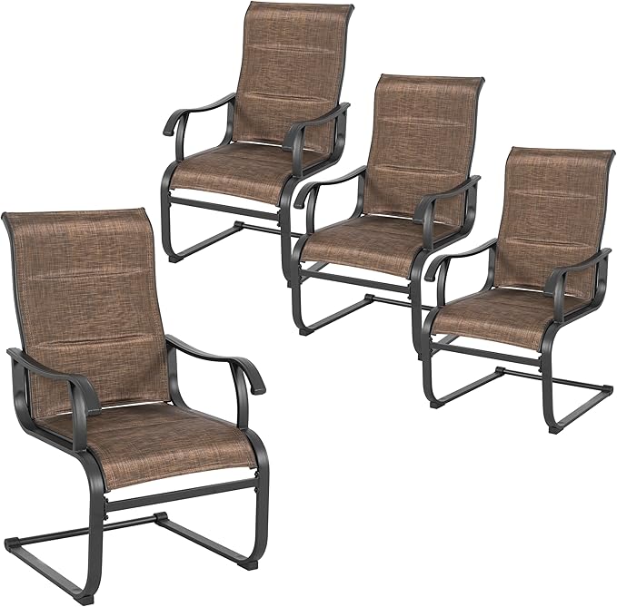 Patio Dining Chairs Set of 4, All Weather Outdoor Padded Textilene Patio Chairs