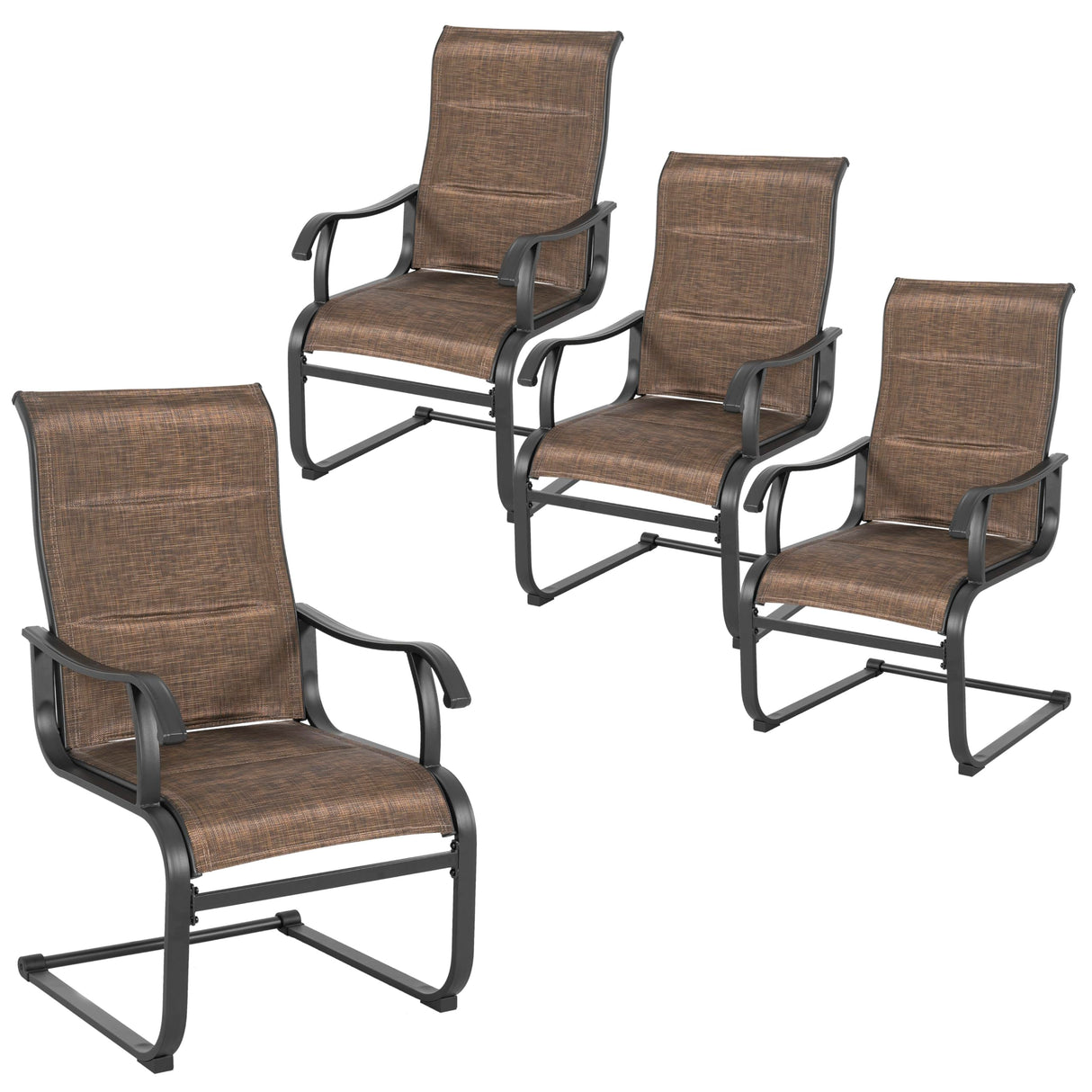 Patio Dining Chairs Set of 4, All Weather Outdoor Padded Textilene Patio Chairs