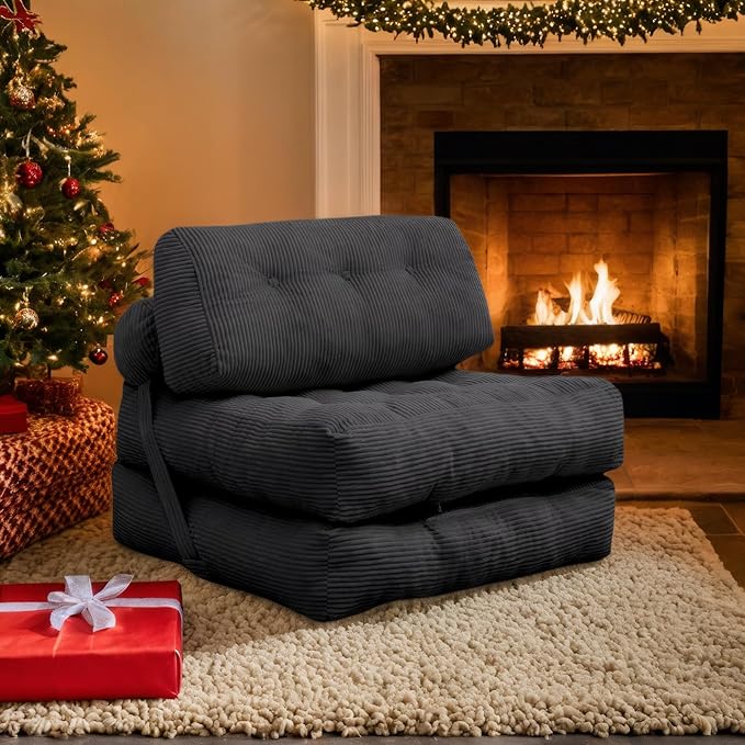 Folding Sofa Bed,Corduroy Futon Sofa Bed, Convertible Sleeper Chair