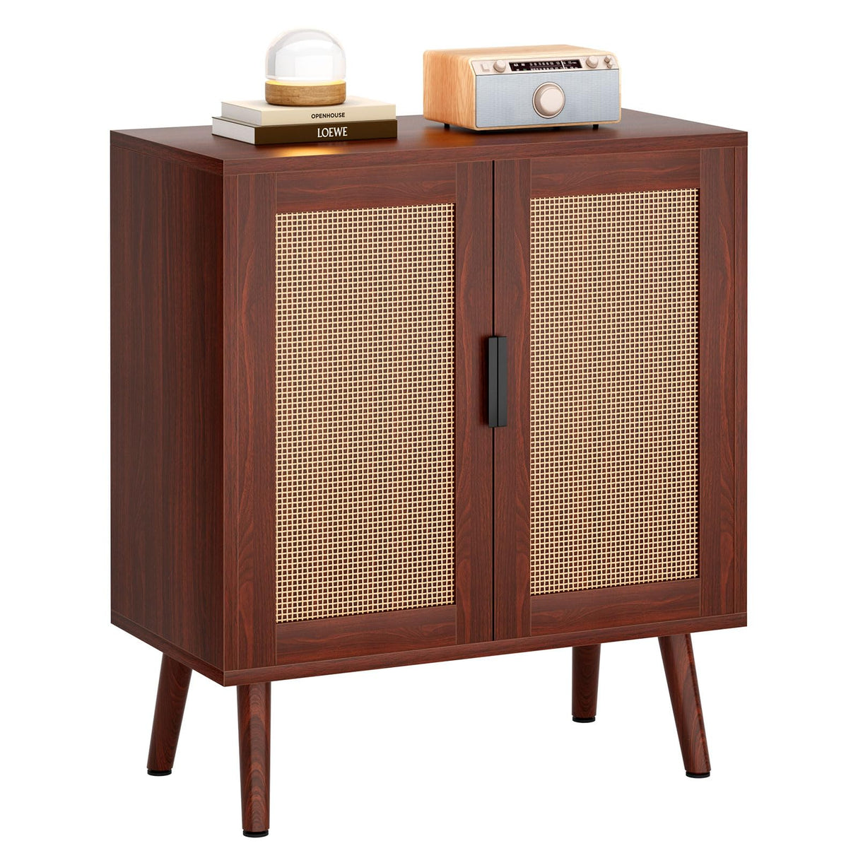 Sideboard Buffet Cabinet, Kitchen Storage Cabinet with Rattan Doors, Liquor Cabinet Bar