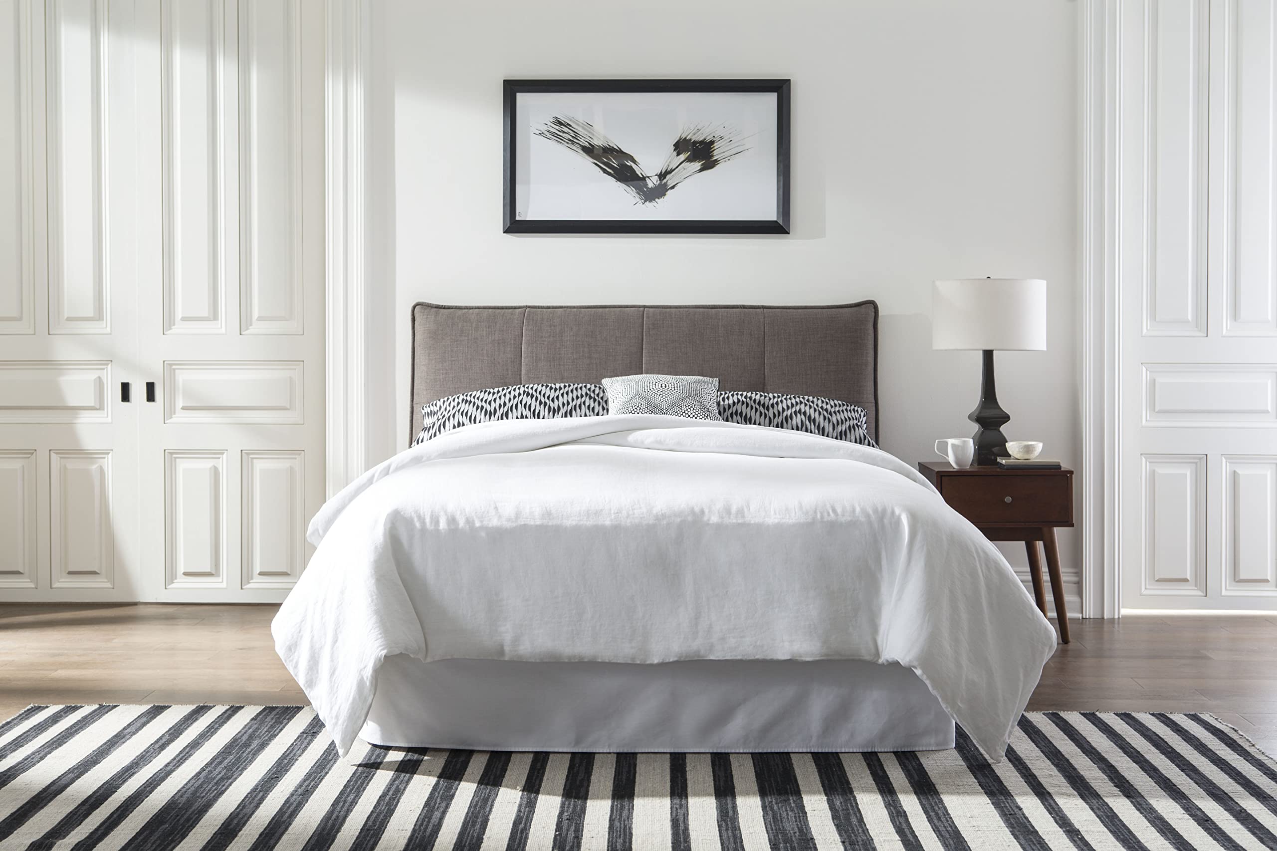 Modus Furniture Solid Wood Upholstered Platform Bed, King, Adona - Dolphin Linen