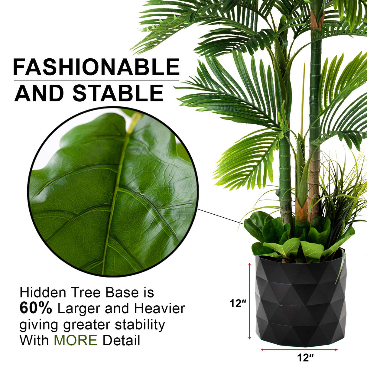 Deluxe 78" Golden Cane Palm Artificial Tree + Premium Fiddle Leaf Foliage