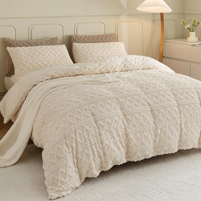 Fluffy Duvet Cover Queen Size Ultra Soft Fuzzy Duvet Cover