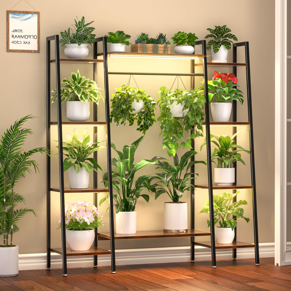GrowLite 6 – 6 Tier Metal Plant Shelf with Grow Lights