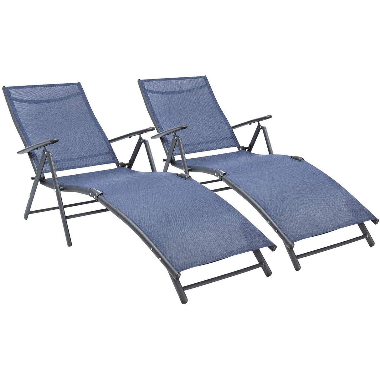 Lounge Chairs Adjustable Chaise Lounge Chairs Folding Outdoor Recliners Set of 2 for
