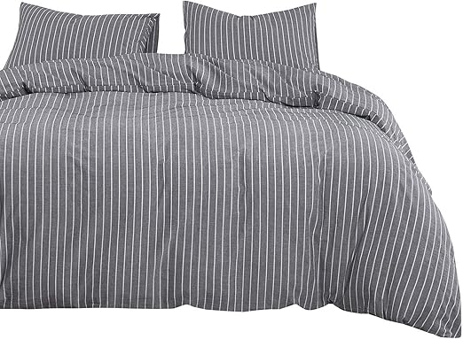 Cloud - Striped Cotton Duvet Cover Set, Ticking Stripe Vertical Pinstripe