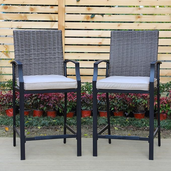 3 Piece Outdoor Bar Furniture Set, Counter-Height Patio Bistro Table & Swivel