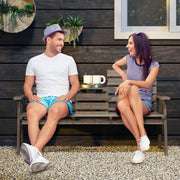 Outdoor Fir Wood Bench with Foldable Middle Table, 2-3 Person Garden Bench