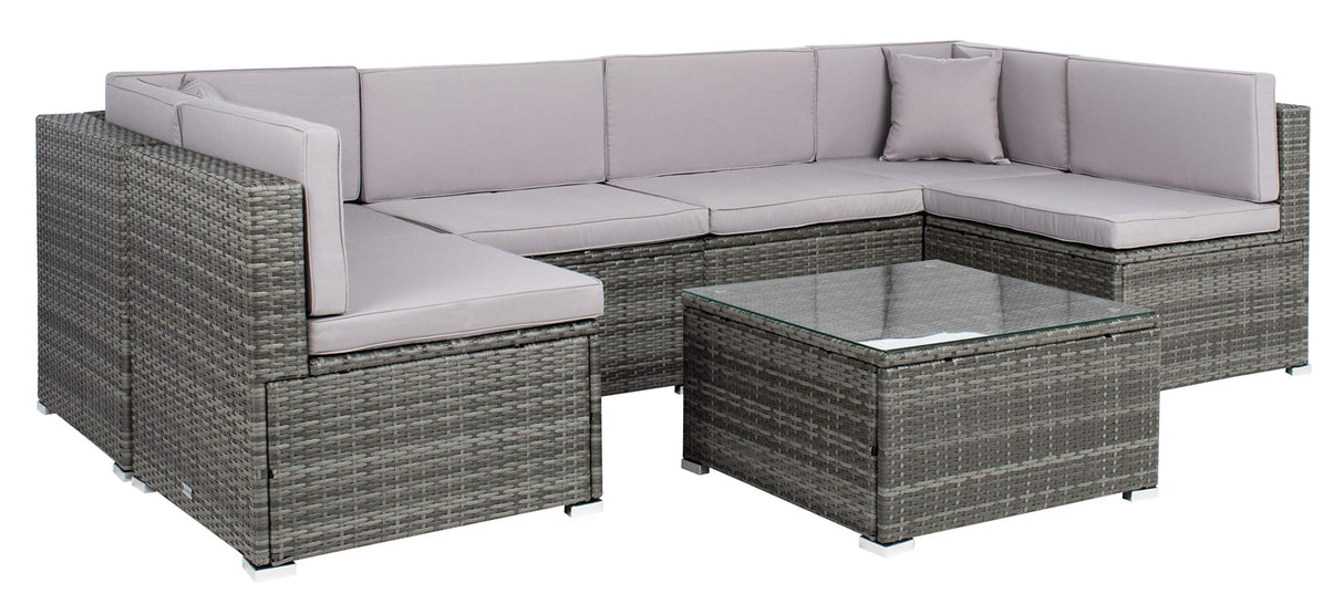 PAT7510B-2BX Collection Sectional Diona Grey Outdoor Living Patio Set, Grey/Grey