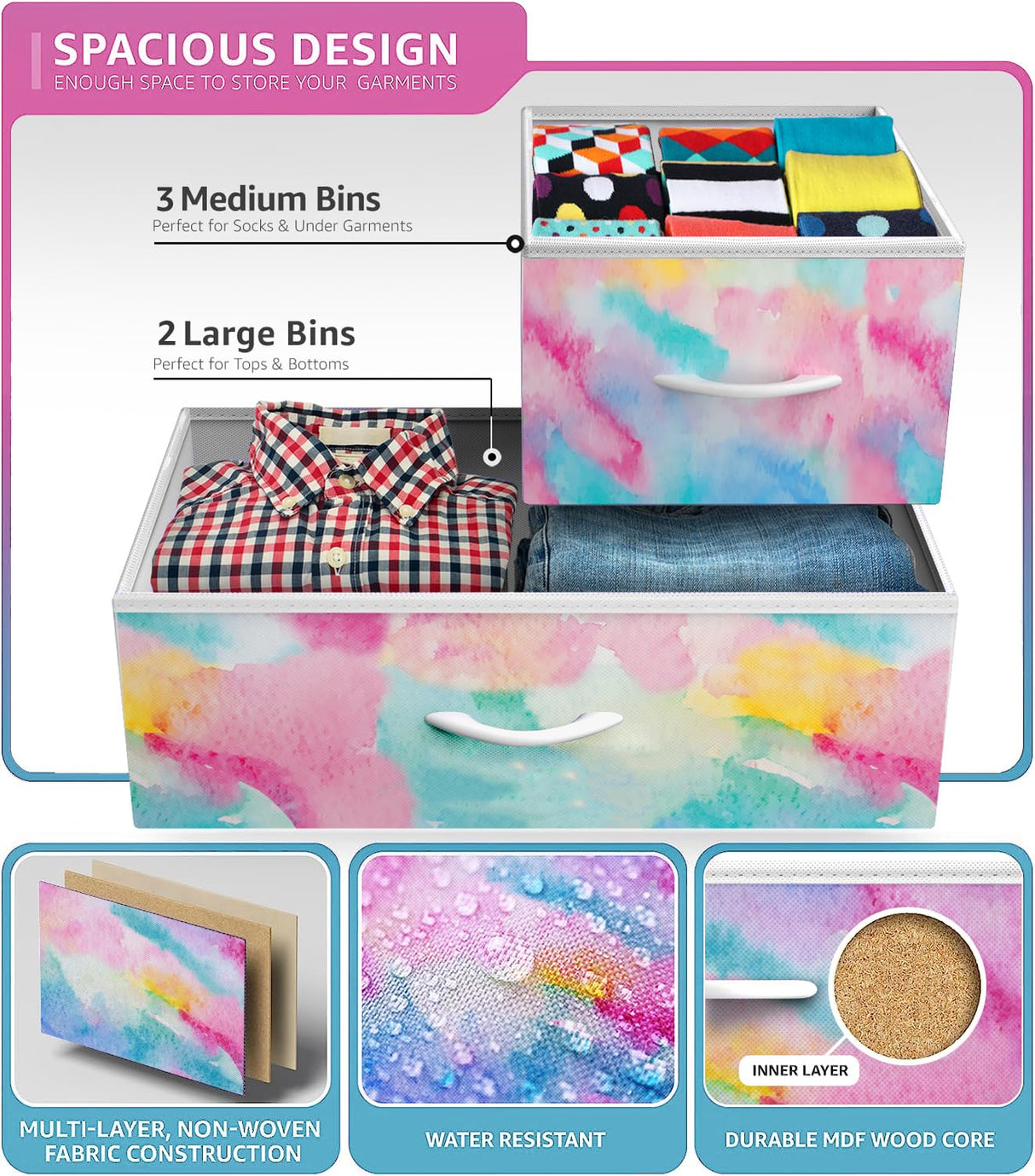 Kids Dresser with 5 Drawers - Storage Chest Organizer Unit