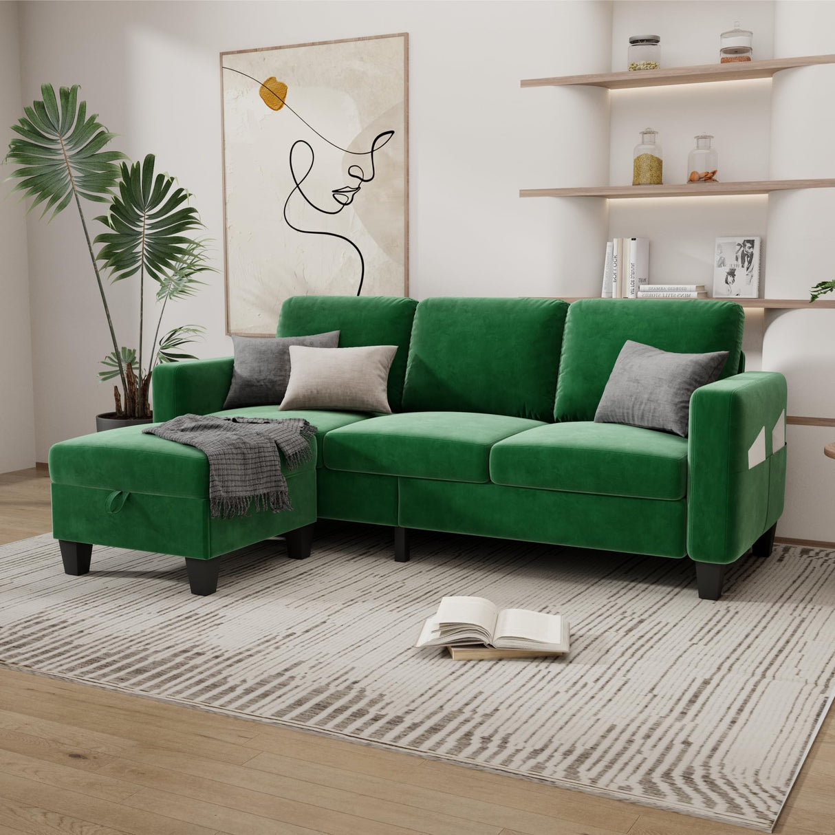 Couch for Living Room, Small Sectional Couch, 78" L Shaped Sofa 3 Seat Modern Sofa