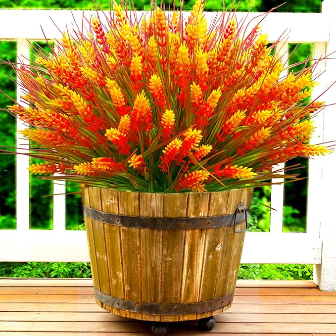Artificial Plants Outdoor, 22 Pcs Fake Flowers UV Resistant Outdoor Fake Plants