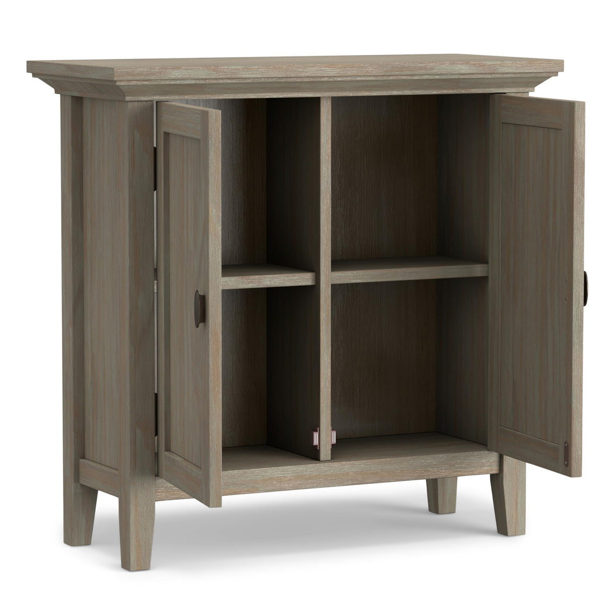 Redmond SOLID WOOD 32 inch Wide Transitional Low Storage Cabinet in Distressed Grey