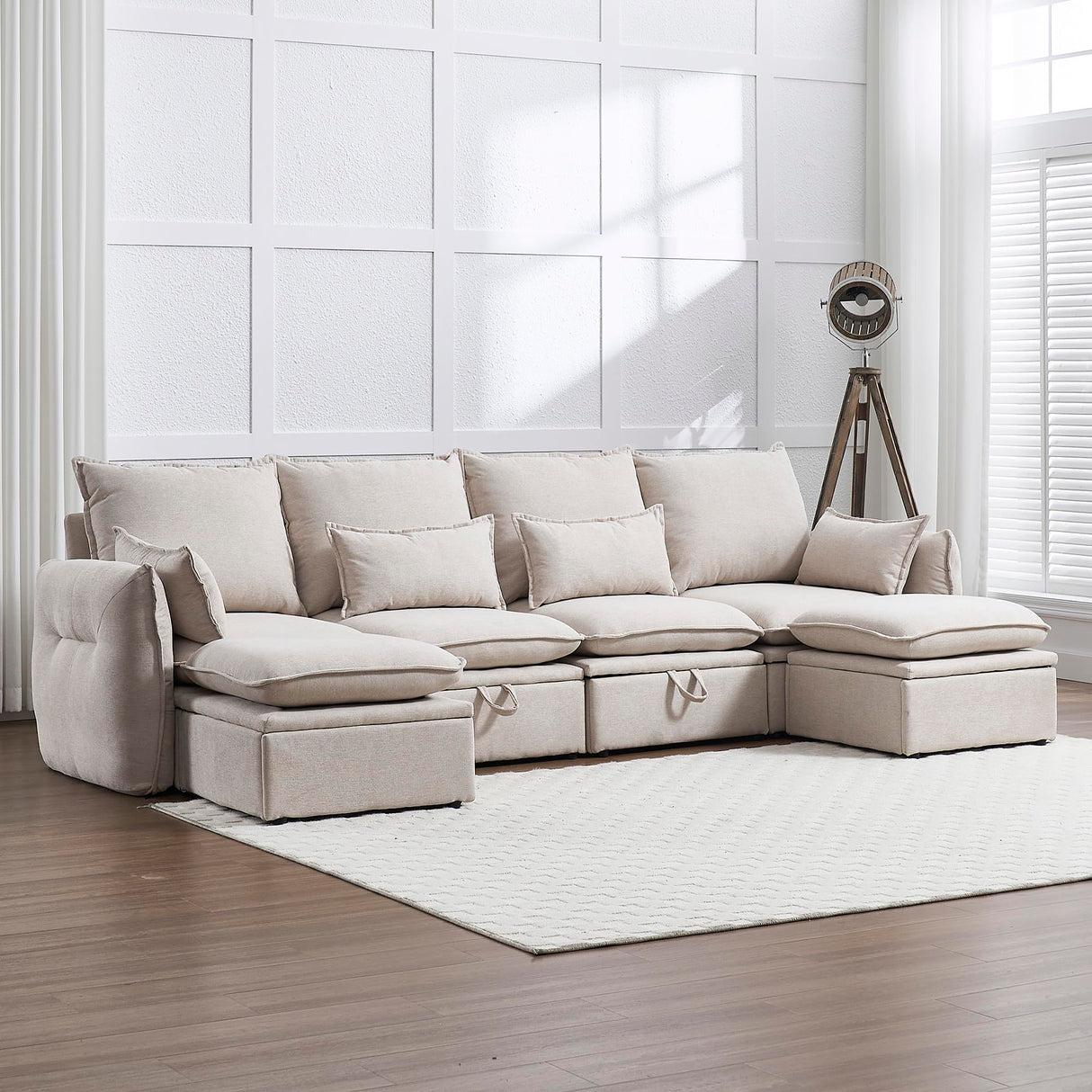 114'' Waterproof Modular Sectional Sofa with Large Storage