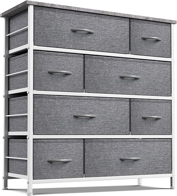 Dresser for Bedroom with 8 Drawers - Tall Chest Storage Tower