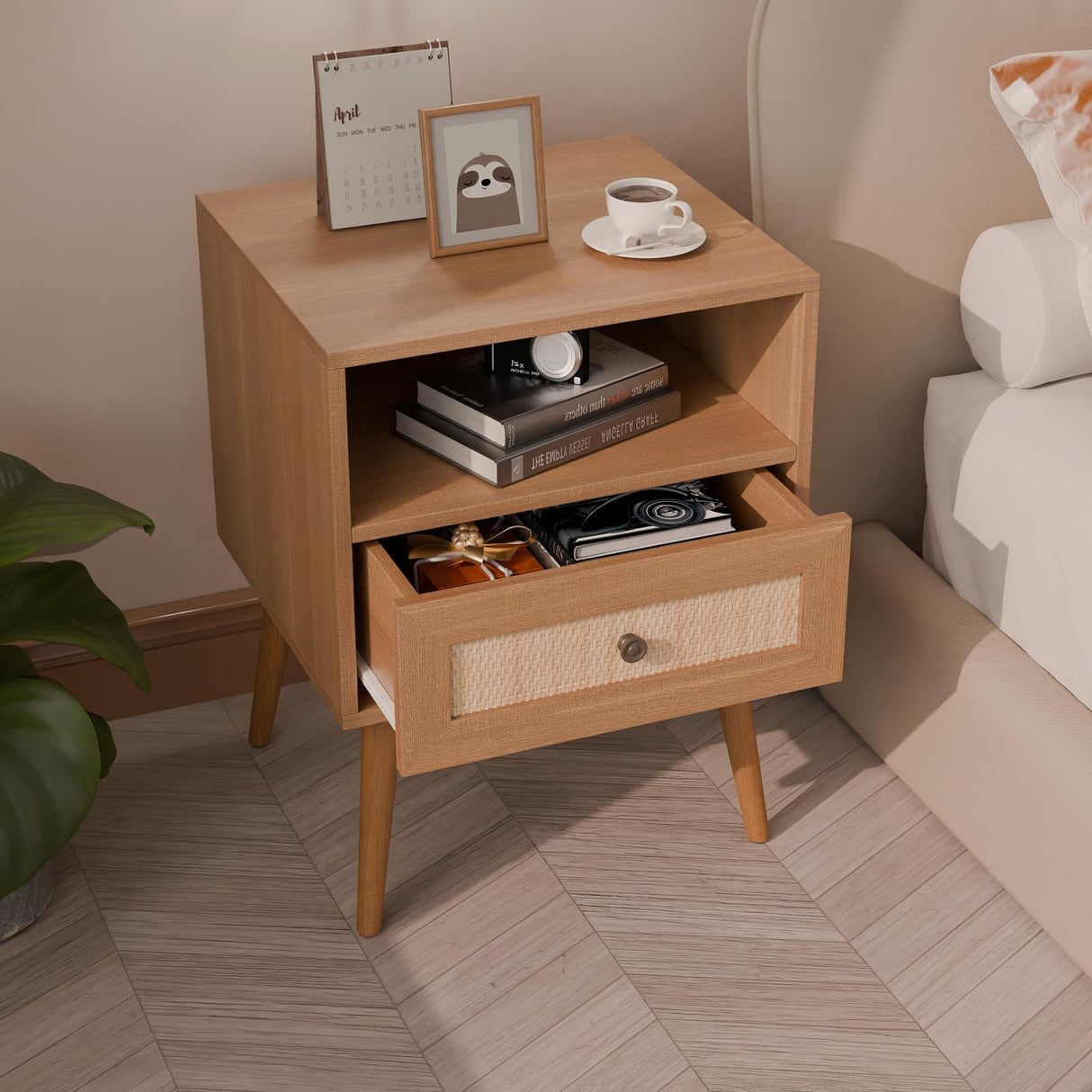 Wicker Rattan Stand, Rattan Stand with Drawer