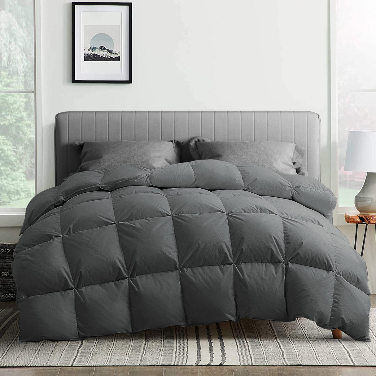 Goose Feather Comforter King Size, Pinch Pleat All Season Medium Warmth Duvet Insert
