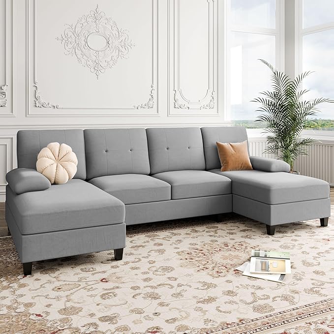 Sectional Sofa Couch, U-Shaped Sofa Couch with Double Chaise