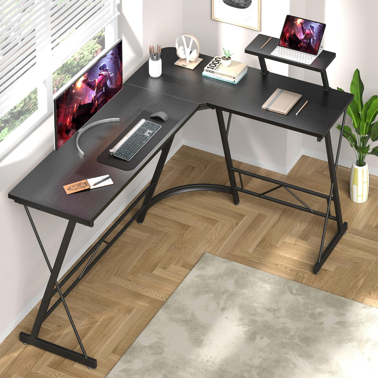 63" L Shaped Computer Desk, Corner Desk, Home Office Desk
