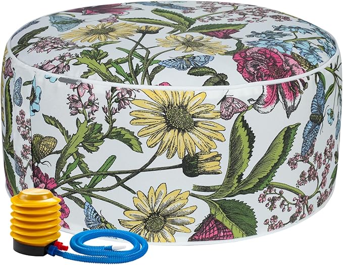 Inflatable Outdoor Ottoman with Air Pump,20"x9" Portable Patio Pouf