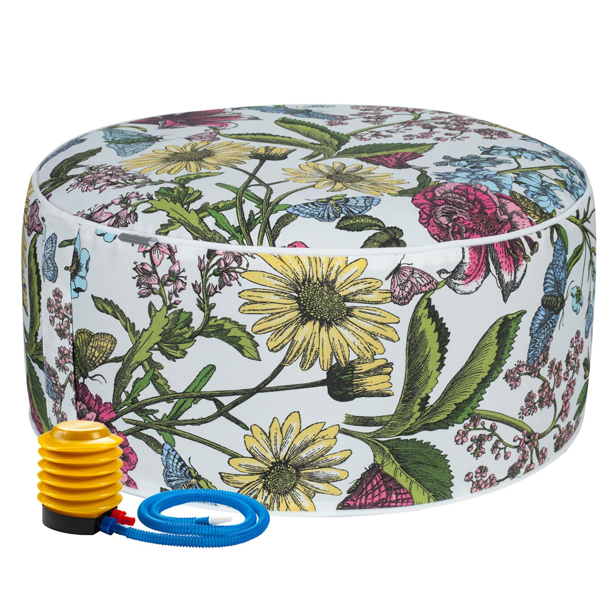 Inflatable Outdoor Ottoman with Air Pump,20"x9" Portable Patio Pouf