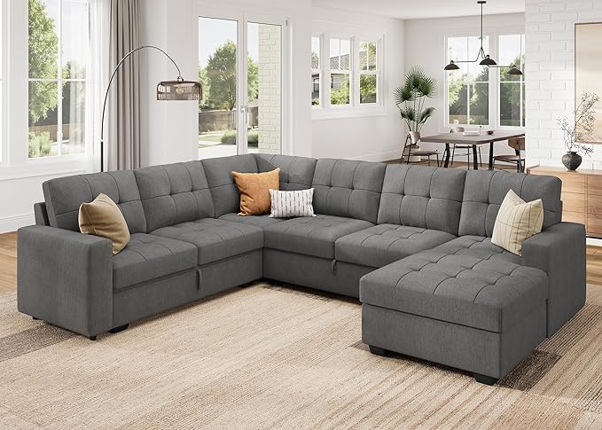 Sectional Sleeper Couch, Sleeper Sectional Sofa with Storage Chaise