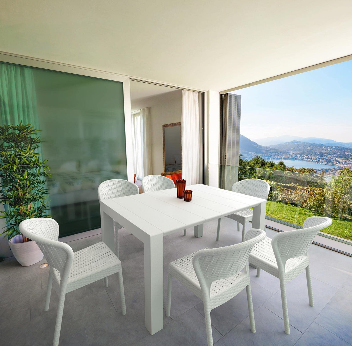 Compamia Vegas 55" Extendable Patio Dining Table in Dark Gray, Commercial Grade