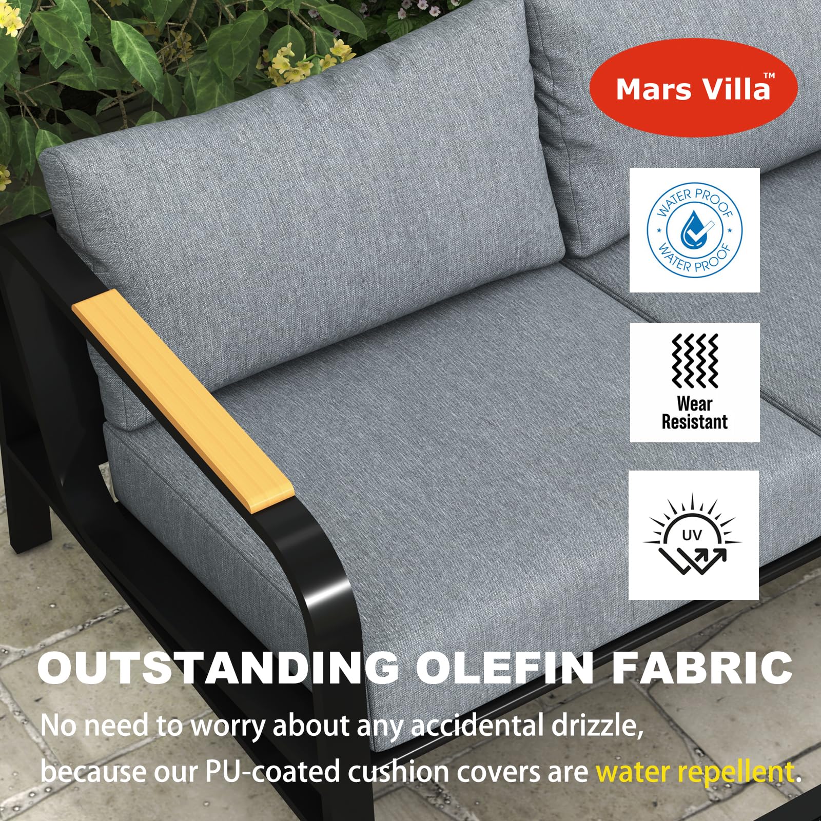 Metal Patio Furniture Set, 4 Pieces Modern Outdoor Conversation Set, Patio Set