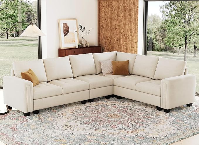Sectional Sofa Couch 7-Seater Convertible Sectional Sofa Velvet Modular Sectional