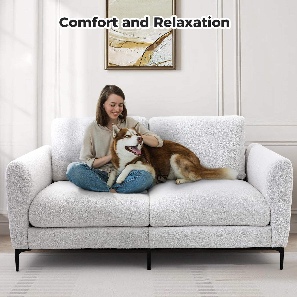 83'' Modern Living Room Teddy Velvet Recliner Sofa,3 Seater Sofa, Couches