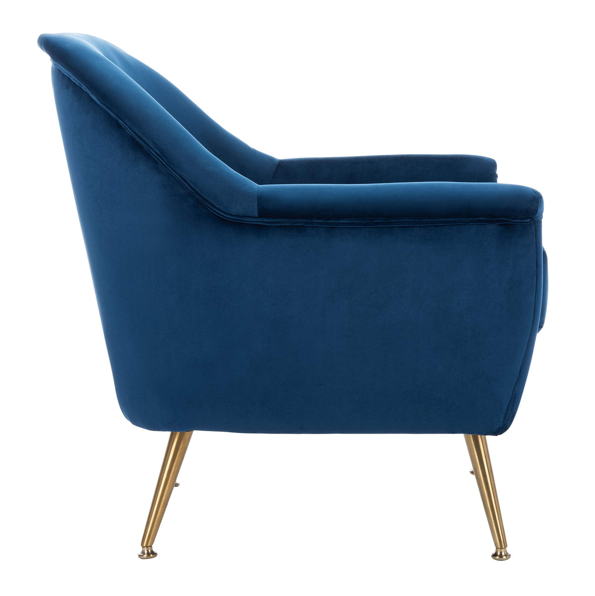 Home Brienne Retro Glam Navy Velvet and Brass Arm Chair