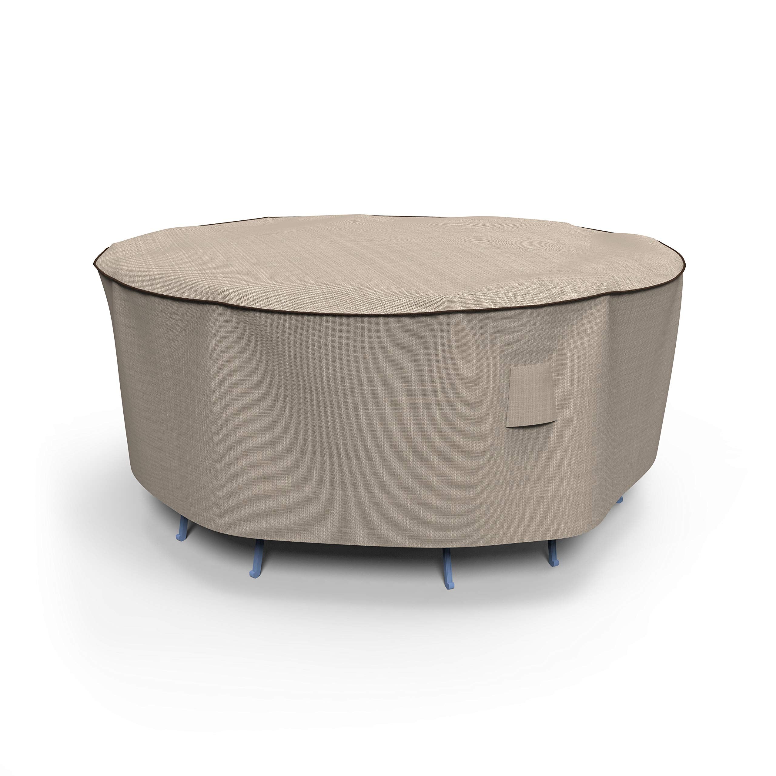 NeverWet Mojave Round Patio Table and Chairs Combo Cover, Black Ivory, Small