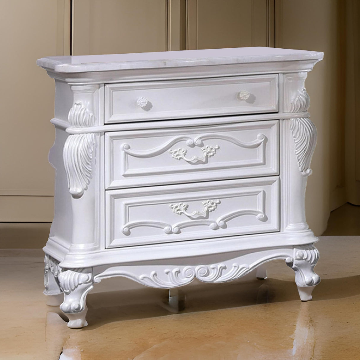 Nightstand with 3 Drawers, 34 Inch