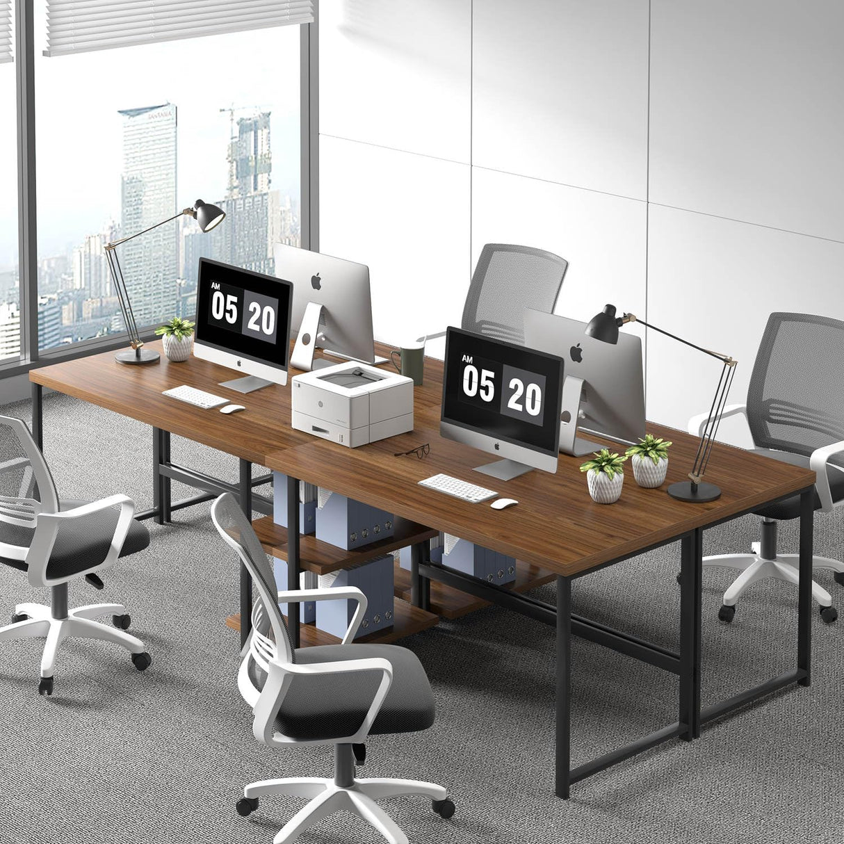 Modern Computer Desk, Wood Home Office Desk, Study Writing Gaming Table Workstation