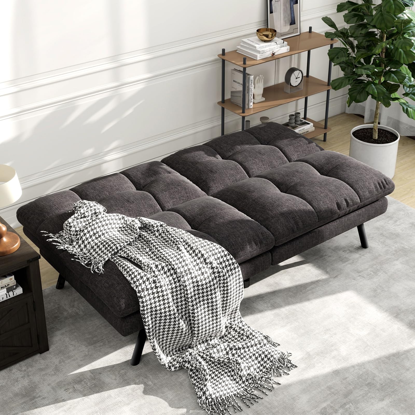 68" Futon Sofa Bed,Convertible Memory Foam Couch Bed