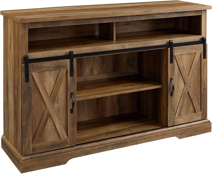 Clayton Farmhouse Sliding Double Barn Door TV Stand for TVs up to 58 Inches