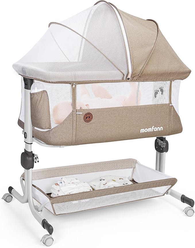 Momfann 3‑in‑1 Bedside Sleeper Bassinet – Adjustable, Portable Crib