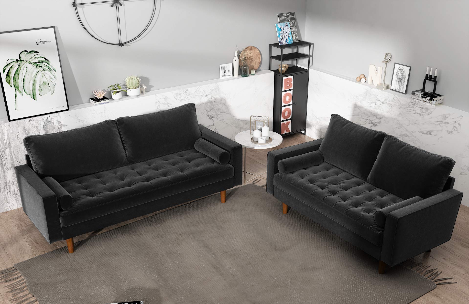 Womble Velvet Upholstered Living Room Diamond Tufted Chesterfield