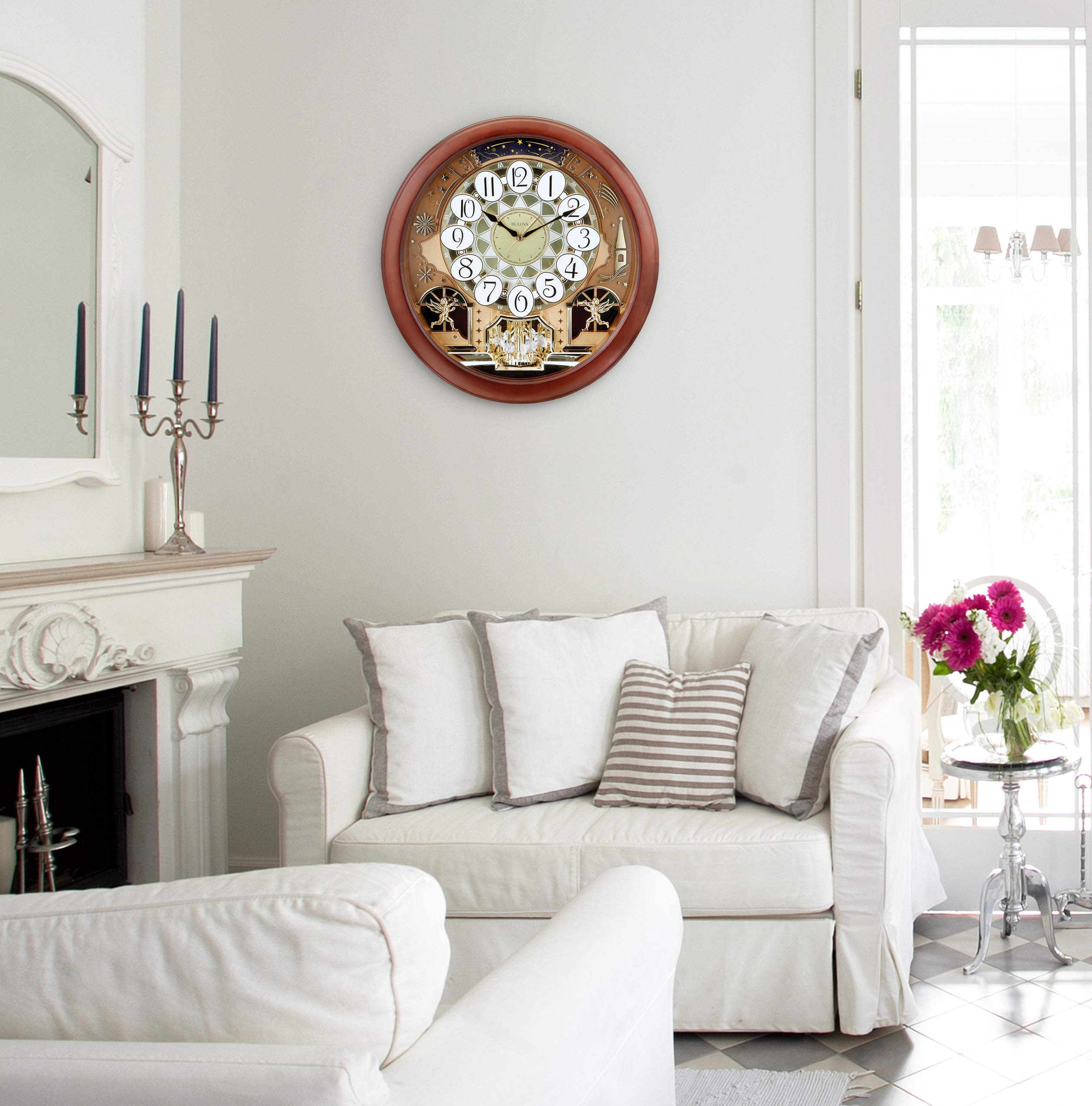 Dancing Tune Strike & Chime Wall Clock, Brown Cherry