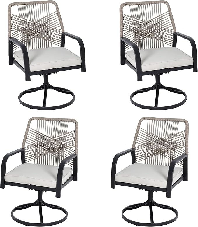 5-Piece Outdoor Dining Set, 4 Swivel Rattan Chairs